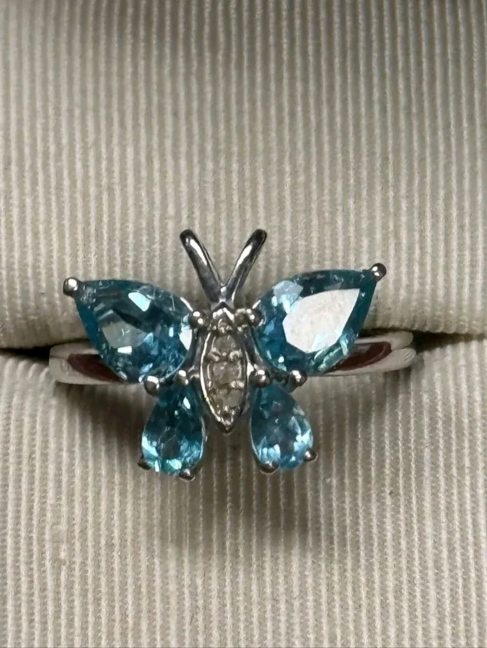 Sterling Silver Madagascar Paraiba Apatite & Diamond Accent Ring SZ 5